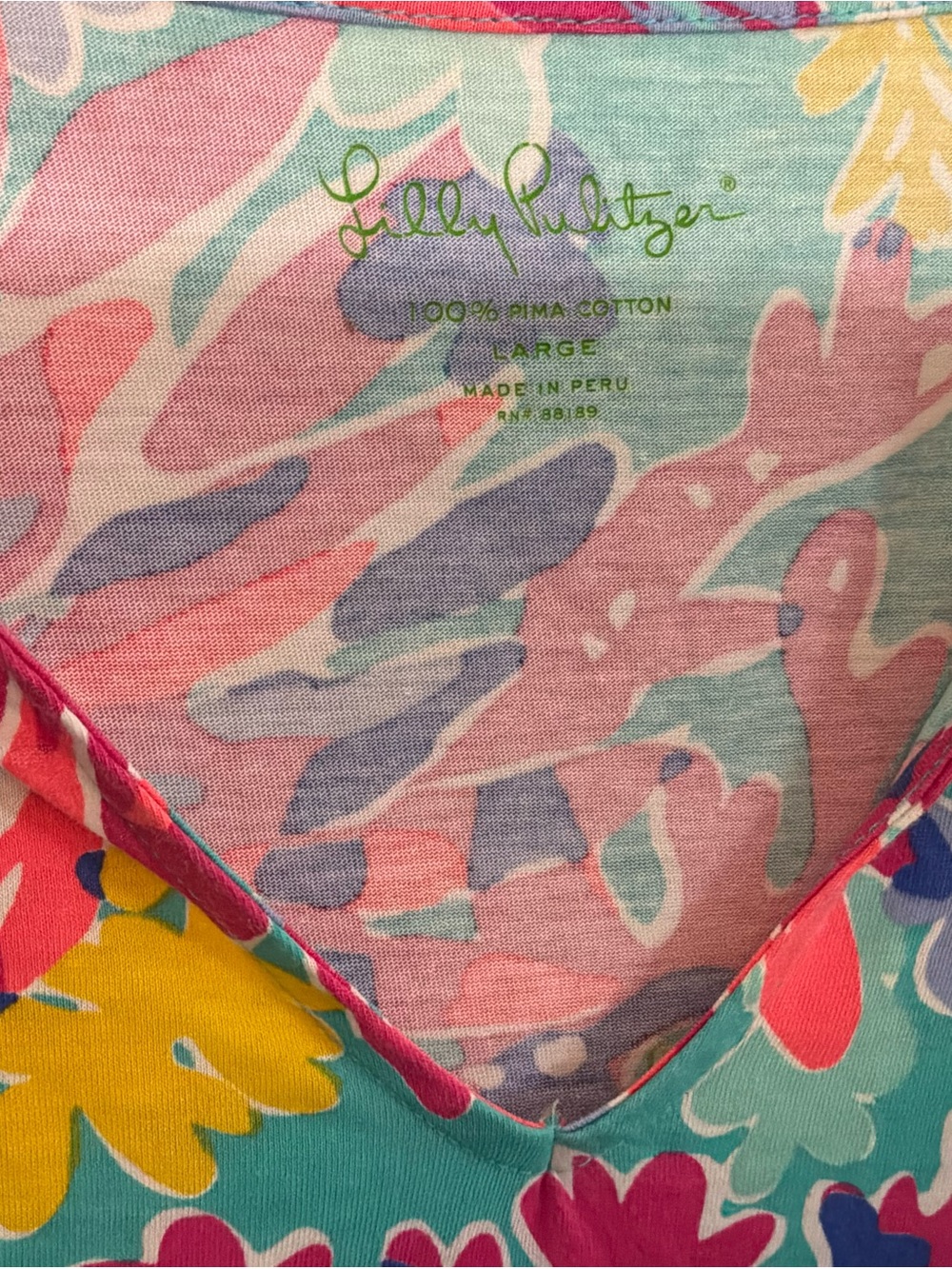 Lilly Pulitzer Turquoise Floral Caftan Coverup with Pink & Yellow Accents - Picture 7 of 8